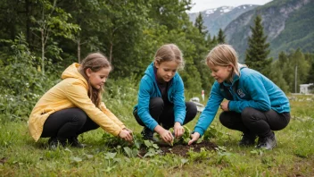bærekraftige initiativer for barn, miljøopplæring, friluftsprosjekter, Norge